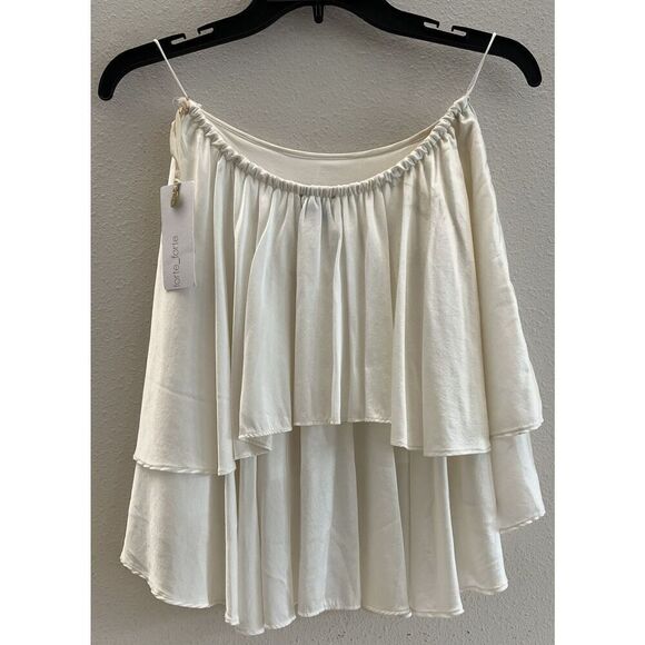 forte_forte Italy Size 0 IVORY Layered Design Silk Short Skirt - Picture 3 of 15